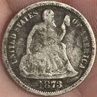 1873 Seated Liberty Dime No Arrows Good Details