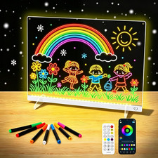 LED Drawing Board 14.1"X10.9", 16M-Color LED Light-Up Memo Board W/Music Sync, A
