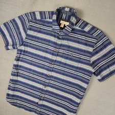 The Territory Ahead Button Up Shirt Mens Large Blue Striped Aztec Southwestern