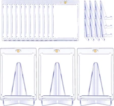 15 Pcs Trading Cards Protectors with 15 Pcs Display Stands Acrylic Baseball Card