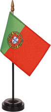Portugal Desktop Flag - 4 X 6 Inch Miniature Stitched Portuguese Desk Flag with