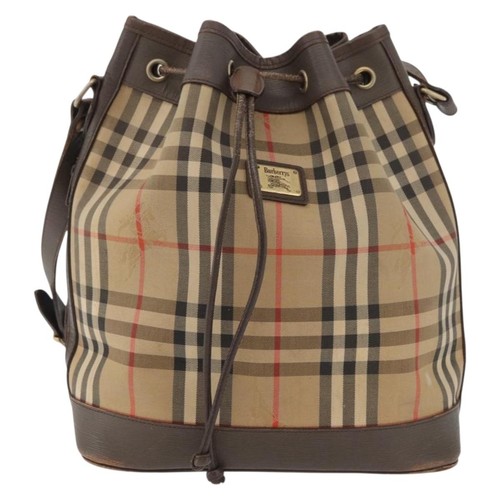 Burberrys Nova Check Purse Shoulder Bag Canvas Beige Gold Auth 182425 - Afbeelding 2 van 20