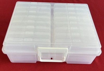 IRIS USA 4'' x 6'' Photo Storage Box Craft Keeper, Transparent Handle Container 16