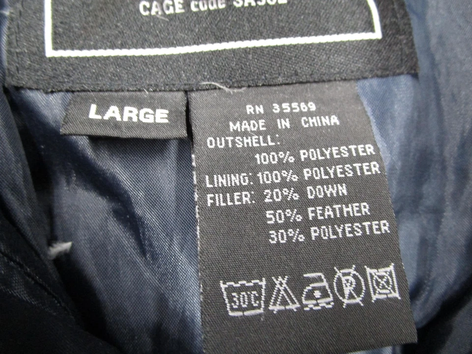 Alpha Industries Jacket Mens Large Blue Hooded Puffer Down Feather Ripstop - Image 4 of 4