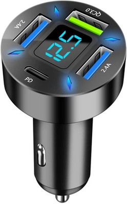Auto Ladegerät 4 Port USB C 50W QC3.0 PD Zigarettenanzünder Adapter mit LED Volt