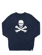 Long Wharf  Bellamy Skull Navy Blue Sweater XL Seawell Women's
