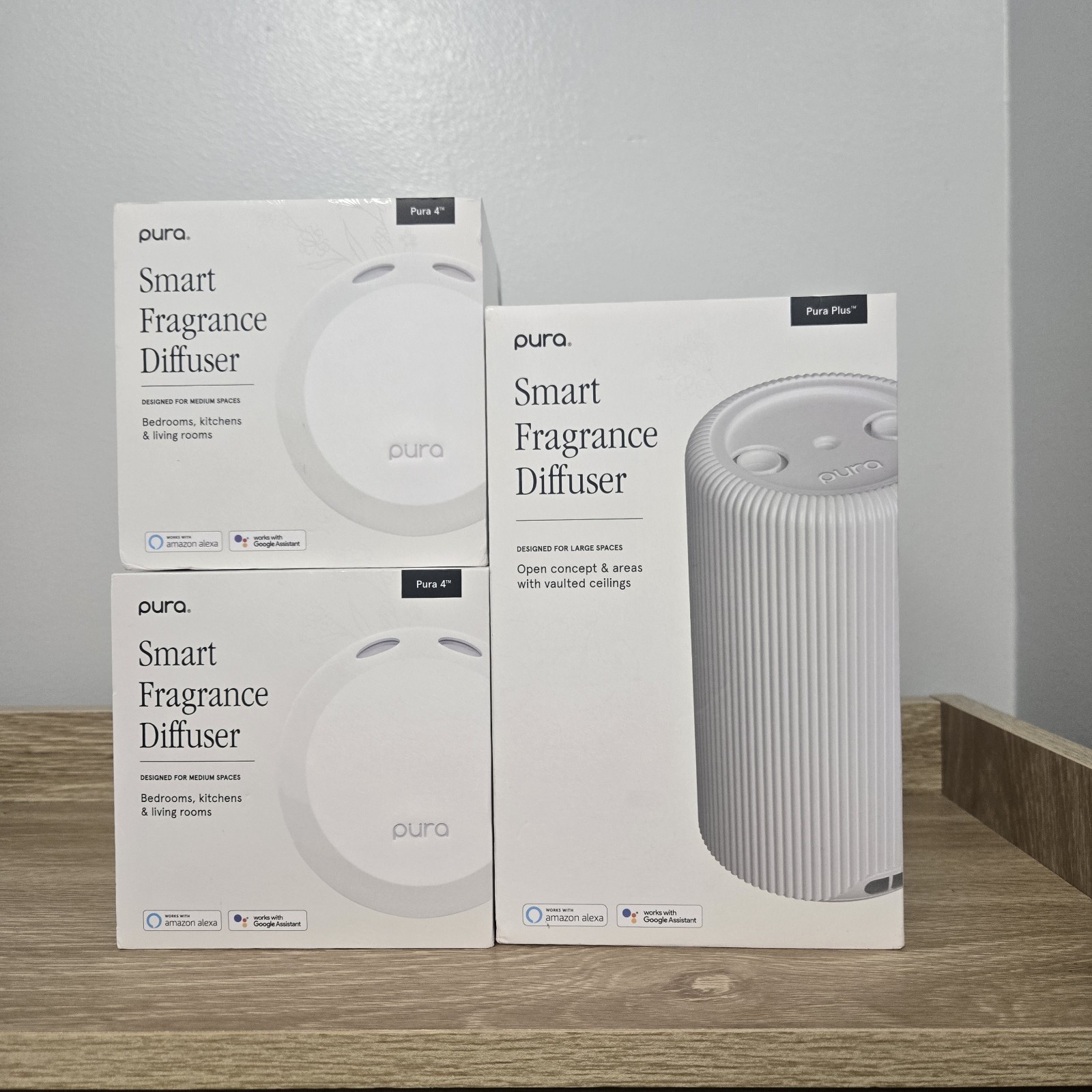Pura Home Smart Diffuser Set Of 3 (Includes 1  PURA PLUS & 2 PURA 4) Black/White