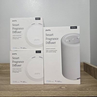 Pura Home Smart Diffuser Set Of 3 (Includes 1  PURA PLUS & 2 PURA 4) Black/White