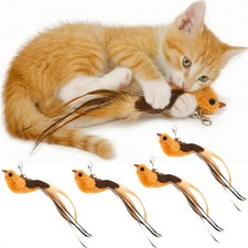 miwoowim 4 Bird Cat Wand Toy Refill for Indoor Cats, Interactive 4 birds