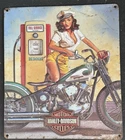 Vintage Harley-Davidson Full Service Babe Embossed Tin Sign, Rectangle 13 x 15