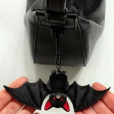 Black Bat Plush Keychain Gothic Halloween Key Ring for Backpack Bag Purse Carkey