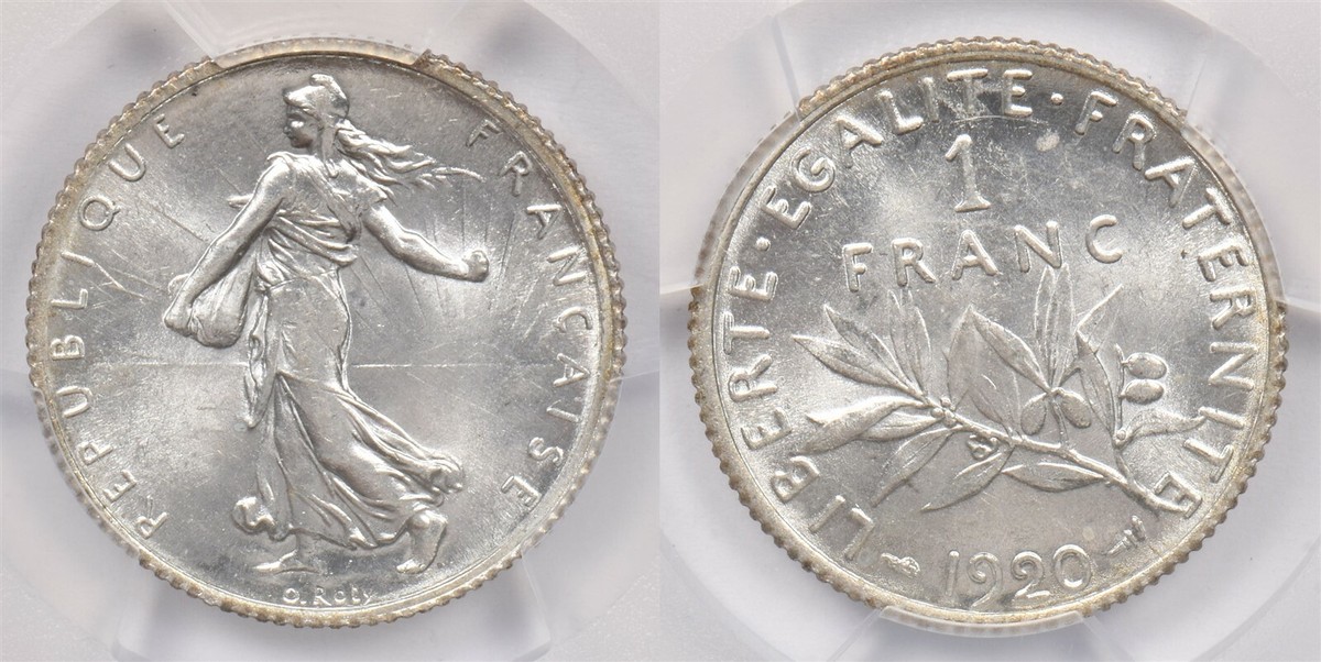 France 1920 Franc PCGS MS 64 rare condition Gad-467 Semeuse PC1219