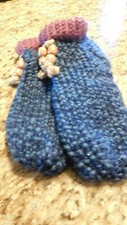 OOAK hand knit slipper socks