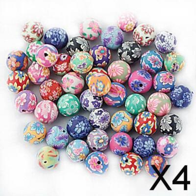 4x 50 Teile Schmuckherstellung Blumenmuster Polymer Ton runde Art mit Perlen