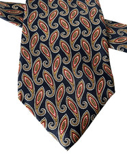 Mens Hart Schaffner Marx Italian Silk Tie Dress Paisley Made in USA Blue EUC
