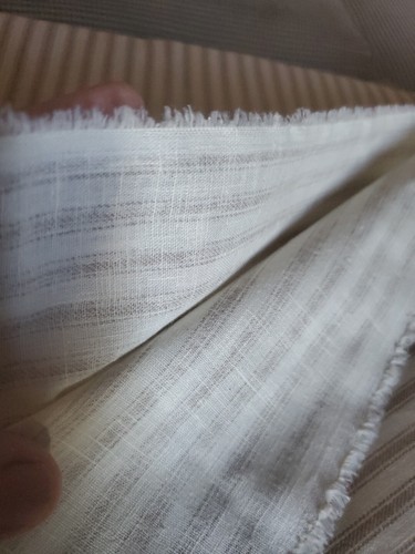 Sewing Fabric Pillow Ticking Tan & White Striped Poplin 1.5ydX56" Cotton - Picture 4 of 6