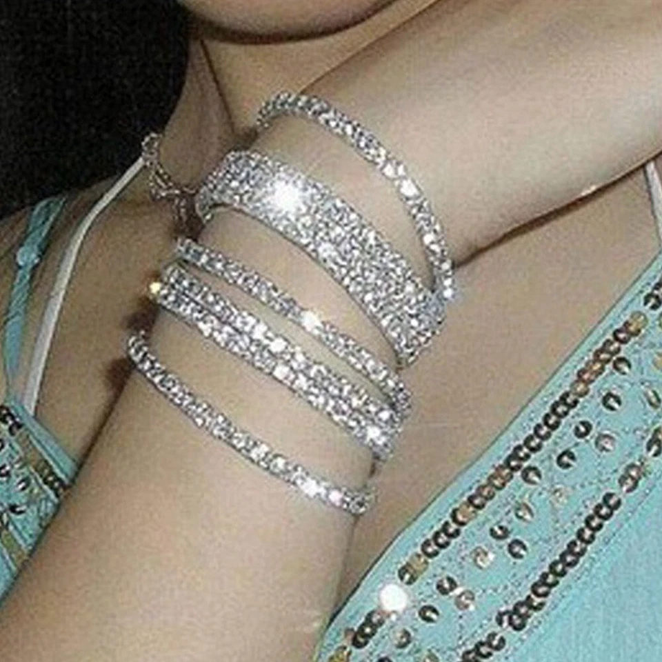 Damen Armband Strassarmband Strass Armschmuck Armreif Stretch Silber Modeschmuck - Bild 4 von 4