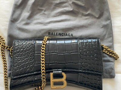 ショルダーバッグ・ポシェット Balenciaga Hourglass Wallet On Chain Crocodile Embossed Balenciaga Hourglass Wallet with Chain Crocodile Embossed