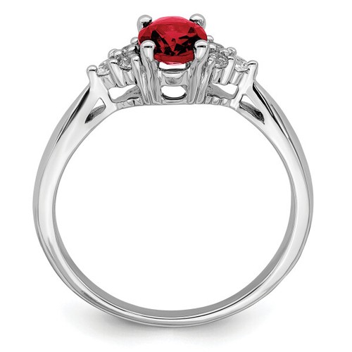 14K White Gold Created Red Ruby Diamond Ring July Birthstone Jewelry - Picture 3 of 90