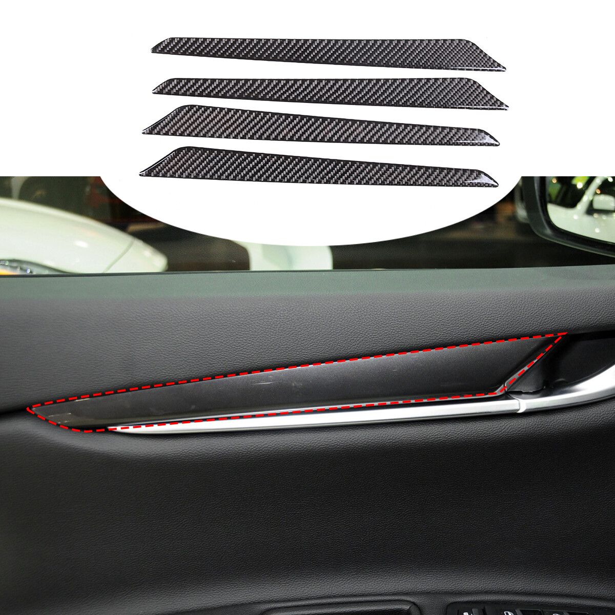 Carbon Fiber Interior Door Panel Cover Trim Fit  For Maserati Ghibli 2014-2022