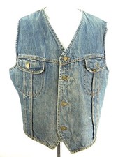 Lee Storm Rider Vintage 70s Denim Vest Sherpa Lining Made USA Western Cowboy