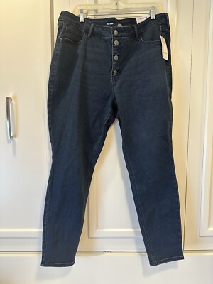 Old Navy Rockstar Womens Jeans 18 Super Skinny Secret Slim Pockets Blue Buttons