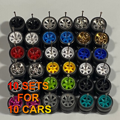 10 RANDOM Real Riders Wheels Rims Tires Set Lot for 1/64 Scale for Hot  Wheels
