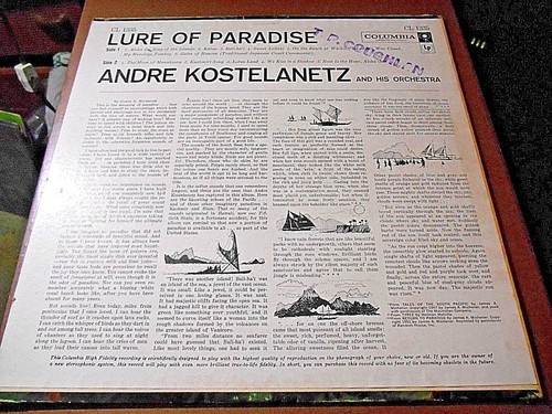ANDRE KOSTELANETZ LURE OF PARADISE LP VINYL DEMO RECORD ALBUM COLUMBIA CL 1335 - Picture 12 of 13