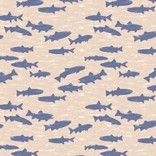 Wilmington Prints - Gone Fishing - Fish Silhouettes - Cream/Blue, Fabric BTY