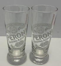 Peroni Nastro Azzurro Set of 2 Miniature 4" Tall 2 Oz. Pilsner Glasses