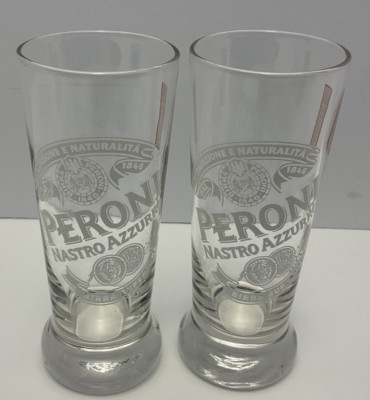Peroni Nastro Azzurro Set of 2 Miniature 4'' Tall 2 Oz. Pilsner Glasses