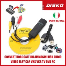 CONVERTITORE CATTURA IMMAGINI USB AUDIO VIDEO EASY CAP VHS VCR TV DVD PC 