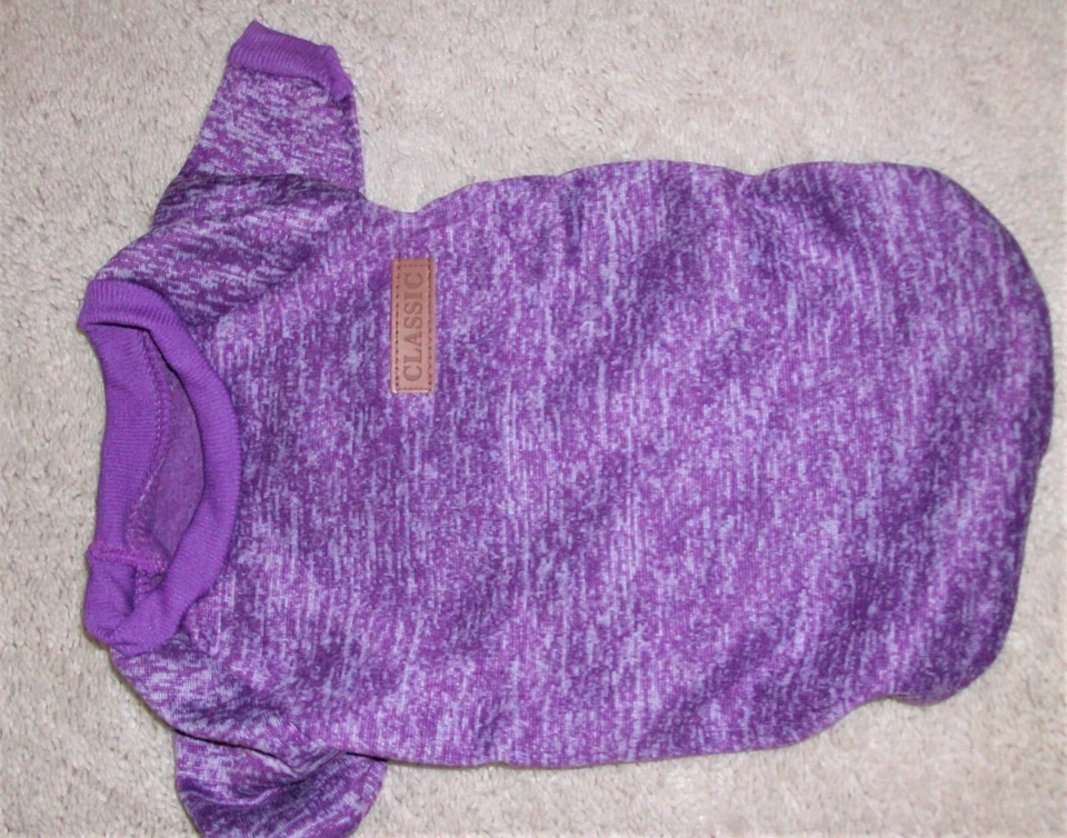 DOG or PUPPY 针织毛衣外套 尺寸 M 15 英寸长 X 8 英寸 宽紫色 - 全新带标签 — 第 2/4 张图片