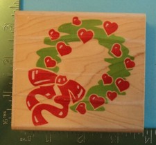 Rubber Stampede SQUIGGLE WREATH with HEARTS Rubber Stamp