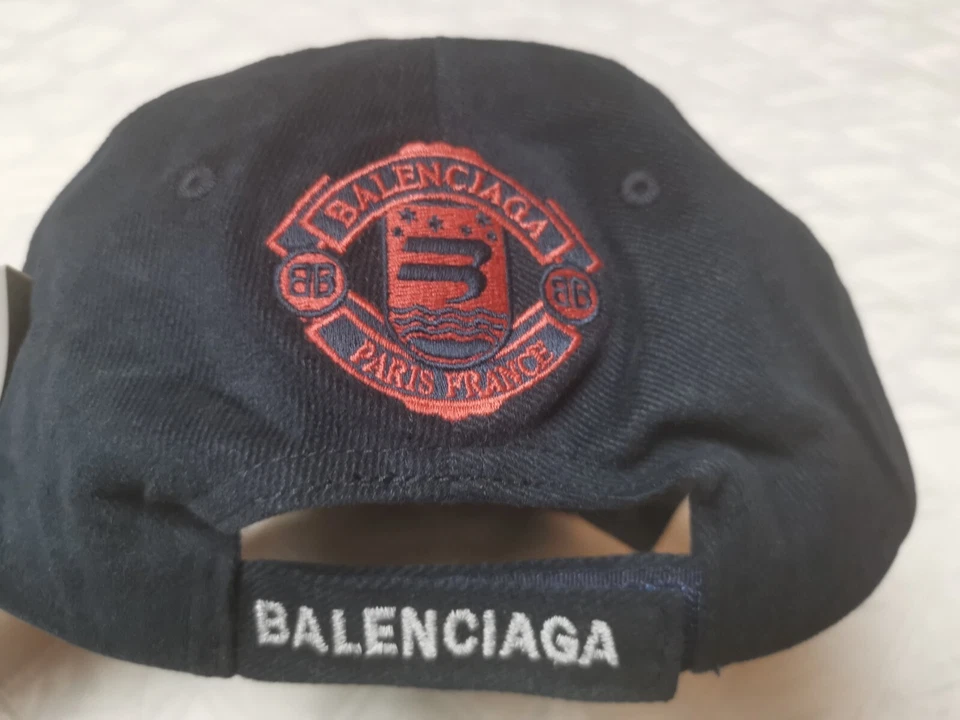BALENCIAGA Logo-embroidered Cotton Baseball Cap In Navy Blue - Image 3 of 4