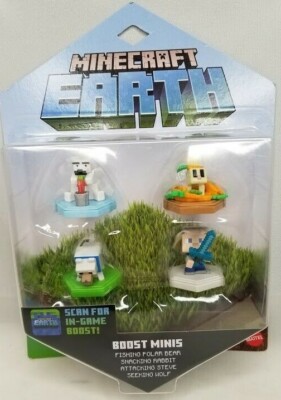 Minecraft Earth Boost Minis 4 Pack Bear Rabbit Wolf Steve NFC AR Game Boost New