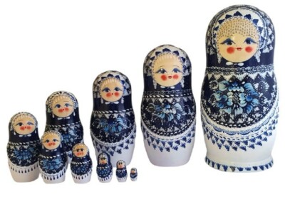 Poupées russes Matriochkas bleu Poupées russes Matriochkas bleu