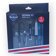 Barbasol 6 Piece Personal Travel Grooming Kit ~Clippers, File, Tweezer, Scissors