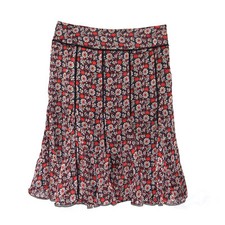 Dana Buchman 100 Silk Floral Black Burnt Umber Boho Whimsical Casual Skirt Sz 4