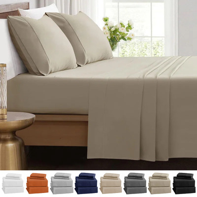 4 Pcs Sheet Set Queen Size Bed Sheet Set Full 16'' Deep Pocket Fitted Sheet Set