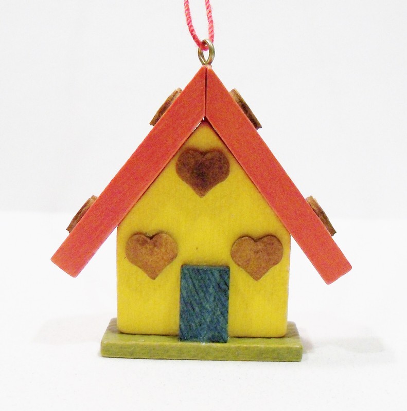 Erzgebirge Germany Gingerbread House Hearts Ulbricht Wooden Wood Vntg Ornament