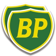 BP BRITISH PETROLEUM OIL DECAL 2 Stickers Bogo For Car Window Bumper Truck