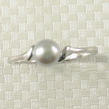 Solid Sterling Silver .925 Silver-Tone Freshwater Cultured Pearl Solitaire Ring