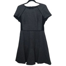 J Crew Black Gray Checkered Flutter Dress Size 10