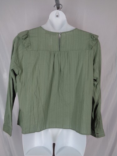 Loft Plus Olive Green Ruffle Peasant Blouse Top Size 16 Plus New - Picture 2 of 9