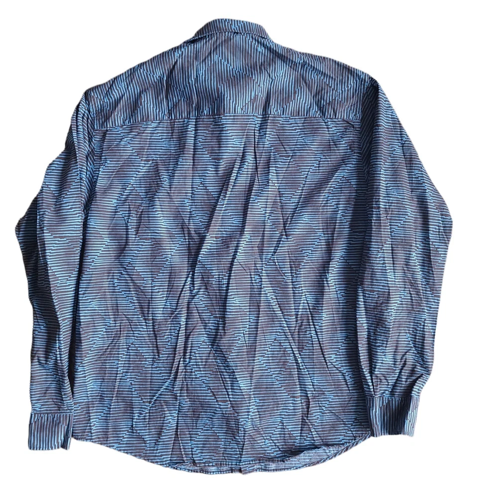 Camisa de vestir a rayas contigo para hombre ajustada psicodélica manga larga botón ajustada talla XL Foto 3 de 4