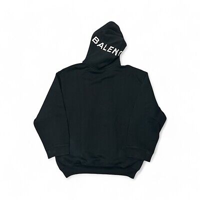 Authentic Balenciaga Sweatshirt Hood Logo Print Black Hoodie Authentic Balenciaga Sweatshirt Hood Logo Print Black Hoodie