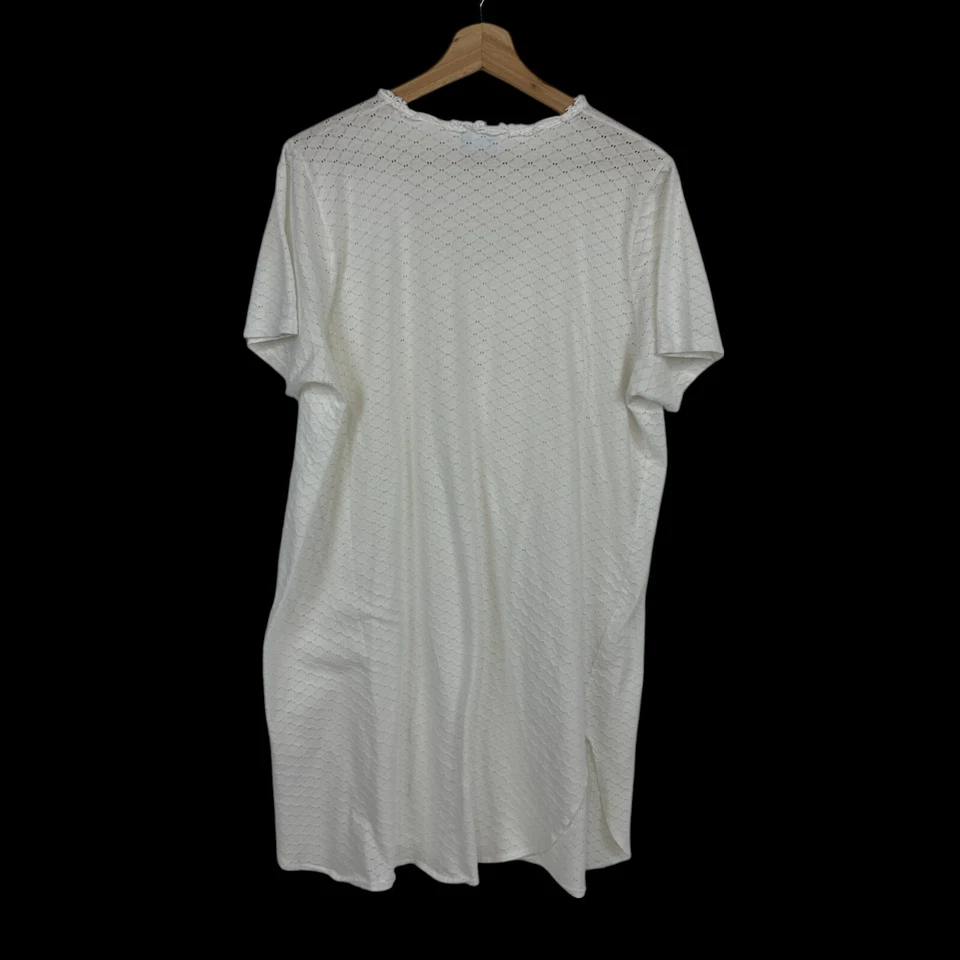 Camisa para dormir Hanky Panky blanca de algodón OS manga corta camisón Cottagecore retro Foto 3 de 4