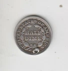Coin 1853 USA sitting liberty silver half a dime in fine condition but holed