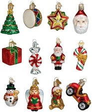 Set of 12 Miniature Blown Glass Christmas Ornament by Old World Christmas